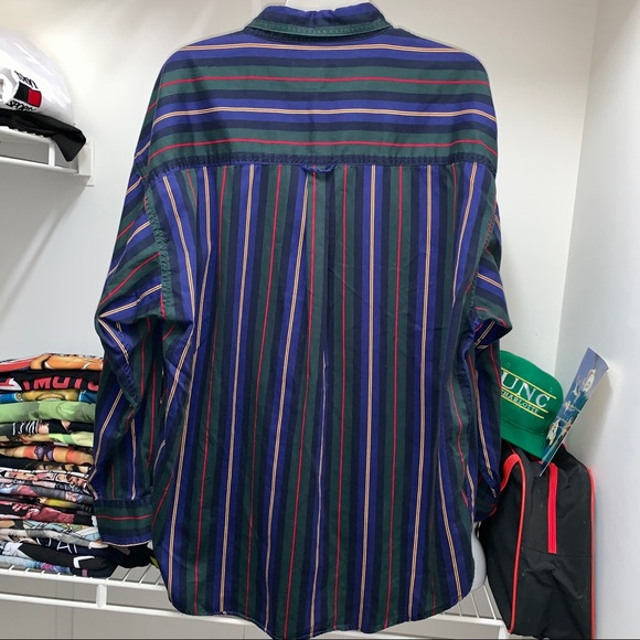 Vintage 90s Ralph Lauren Chaps Mens Button Down Striped  Long Sleeve Shirt XL - Picture 4 of 6